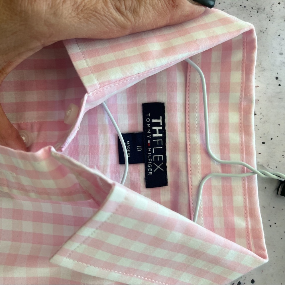 Tommy Hilfiger THFlex white/pink checkered button down shirt